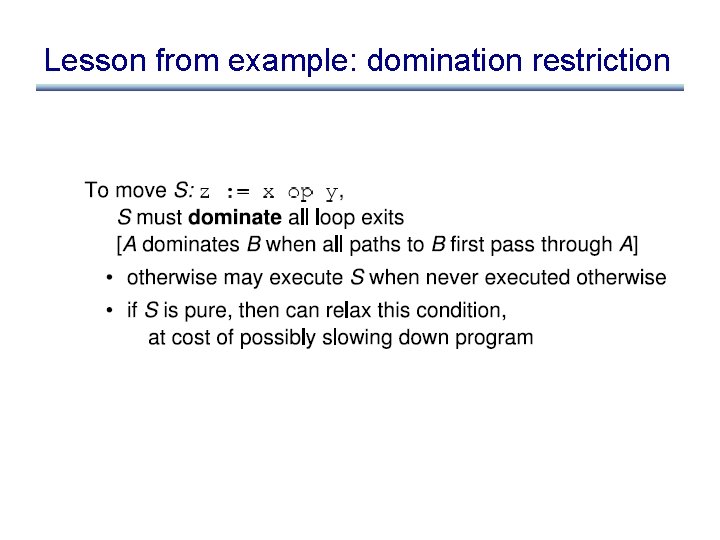 Lesson from example: domination restriction 
