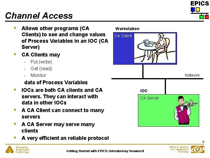 Channel Access • • Allows other programs (CA Clients) to see and change values