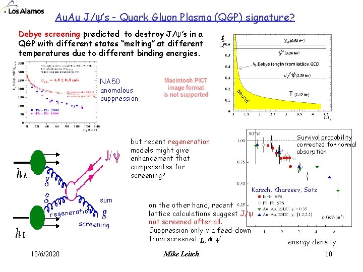 Au. Au J/ψ’s - Quark Gluon Plasma (QGP) signature? Debye screening predicted to destroy