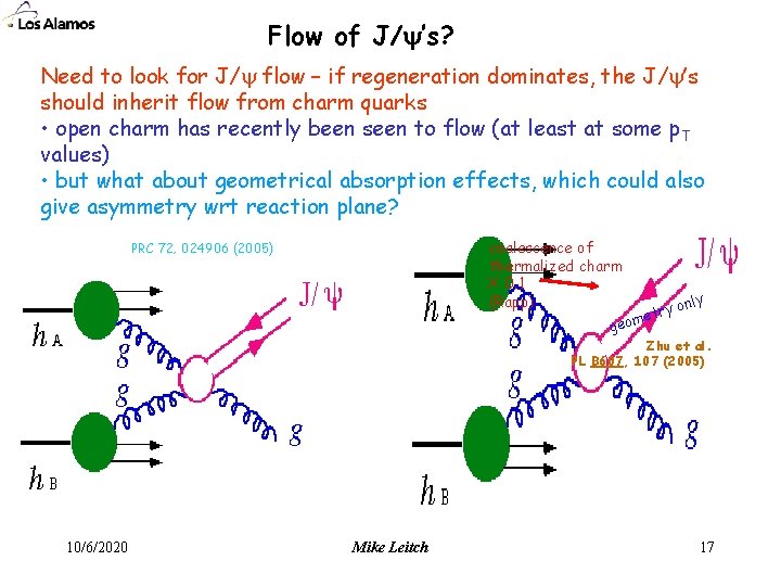 Flow of J/ ’s? Need to look for J/ flow – if regeneration dominates,