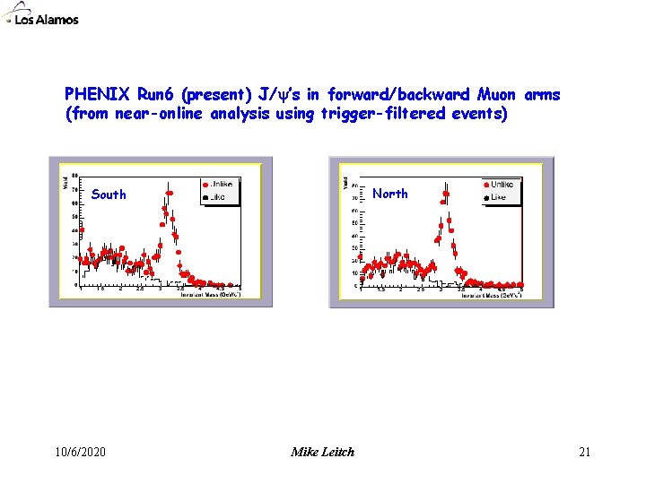 PHENIX Run 6 (present) J/ ’s in forward/backward Muon arms (from near-online analysis using