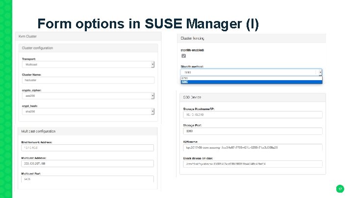 Form options in SUSE Manager (I) 17 