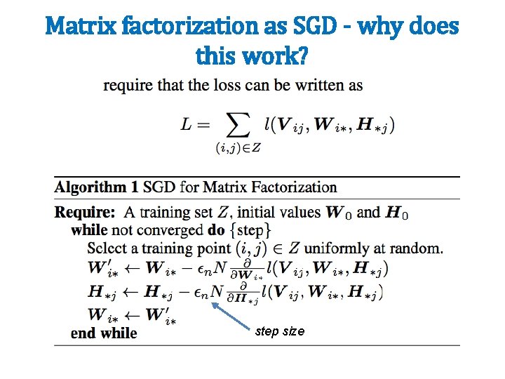 Matrix factorization as SGD - why does this work? step size 