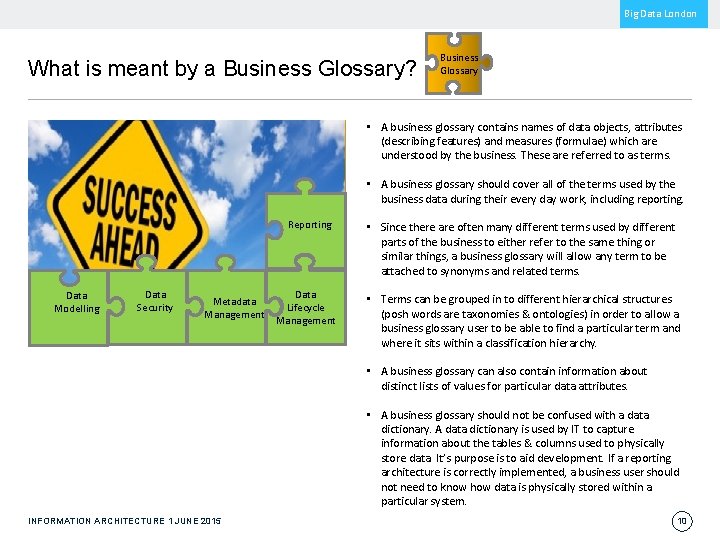 Big Data London What is meant by a Business Glossary? Business Glossary • A