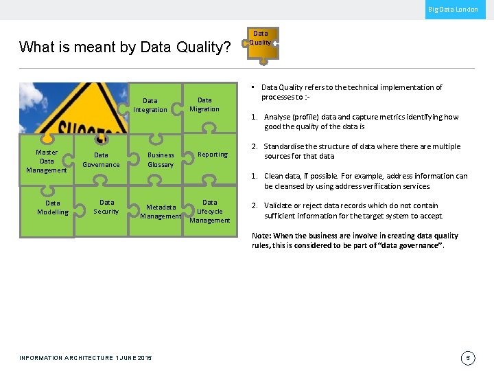 Big Data London What is meant by Data Quality? Data Integration Master Data Management