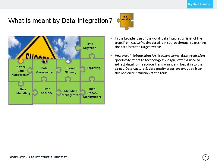 Big Data London What is meant by Data Integration? Data Migration Master Data Management