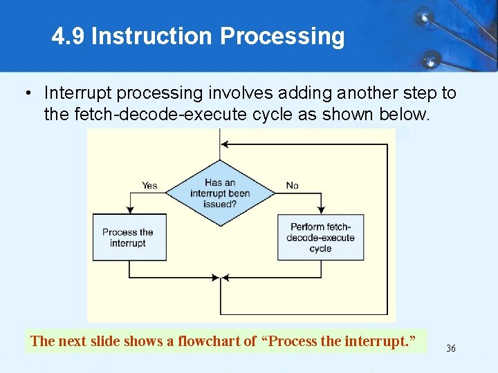 4. 9 Instruction Processing • Interrupt processing involves adding another step to the fetch-decode-execute