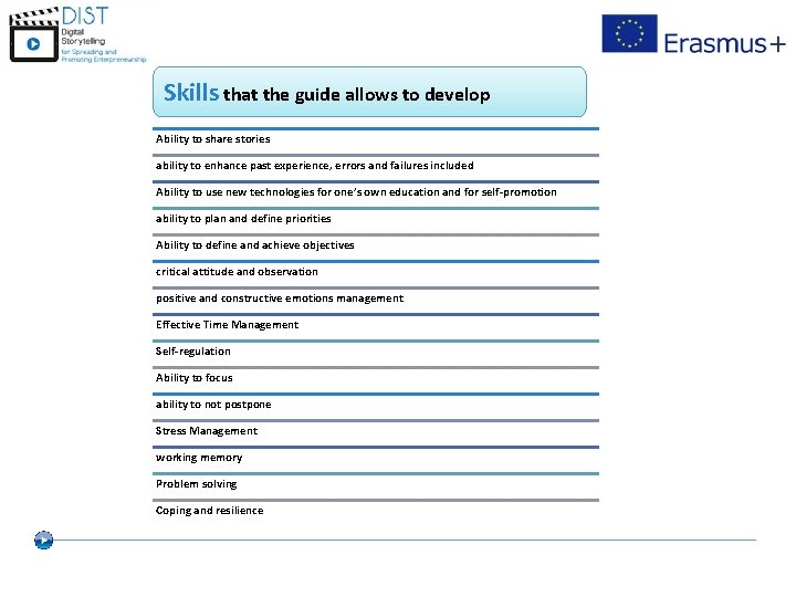Skills that the guide allows to develop Ability to share stories ability to enhance