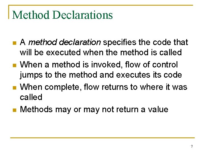Methods and Classes 1 Functions in Java n