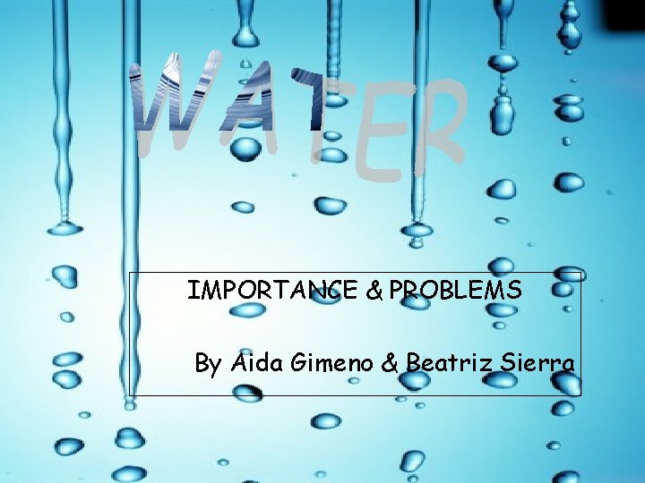 IMPORTANCE & PROBLEMS By Aida Gimeno & Beatriz Sierra 