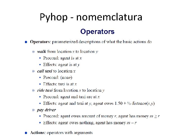 Pyhop - nomemclatura 