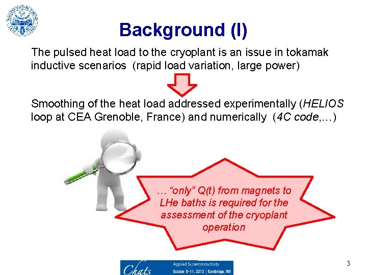 Background (I) The pulsed heat load to the cryoplant is an issue in tokamak