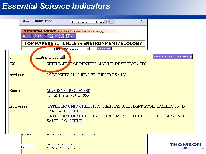 Essential Science Indicators 13 