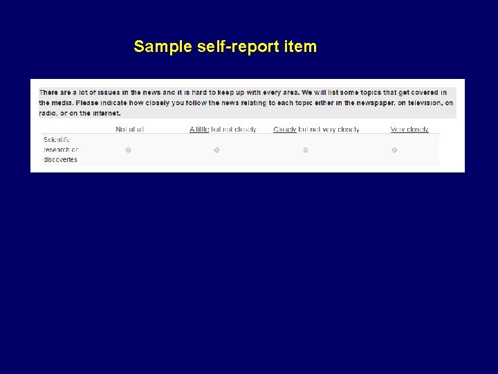 Sample self-report item 