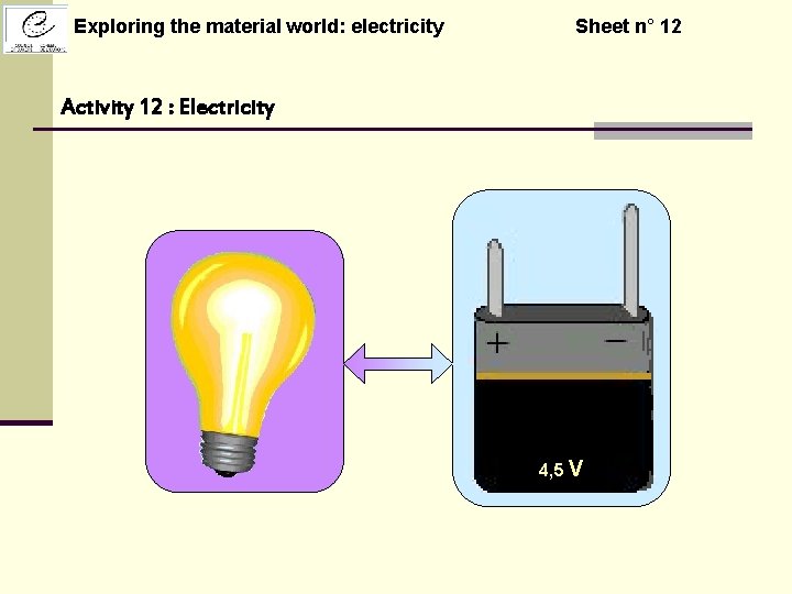 Exploring the material world: electricity Sheet n° 12 Activity 12 : Electricity 4, 5