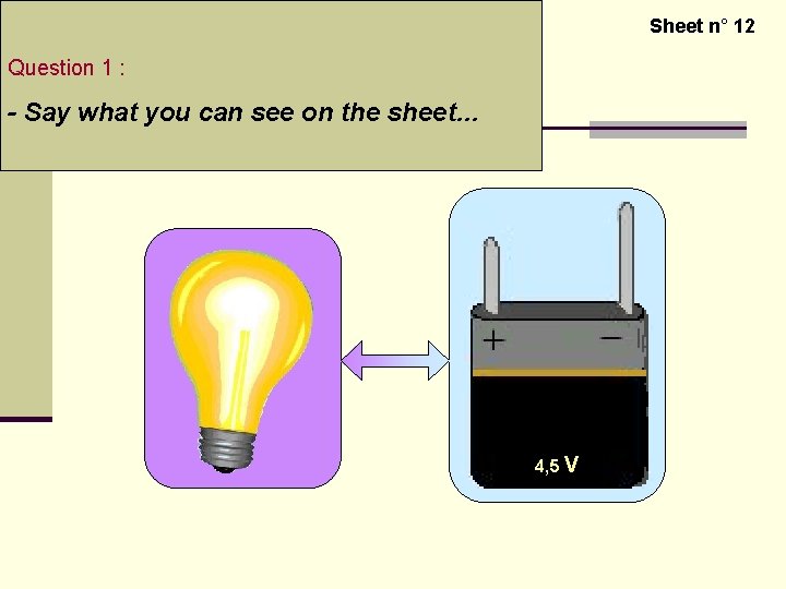  Question 1 : - Say what you can see on the sheet… 4,