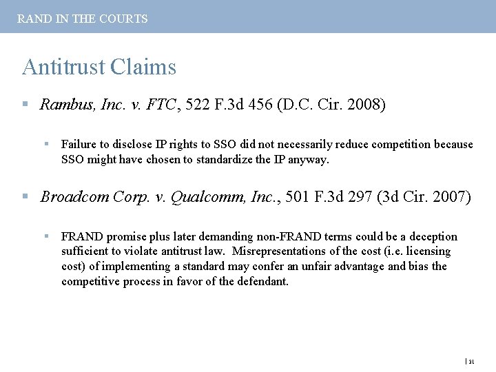 RAND IN THE COURTS Antitrust Claims § Rambus, Inc. v. FTC, 522 F. 3