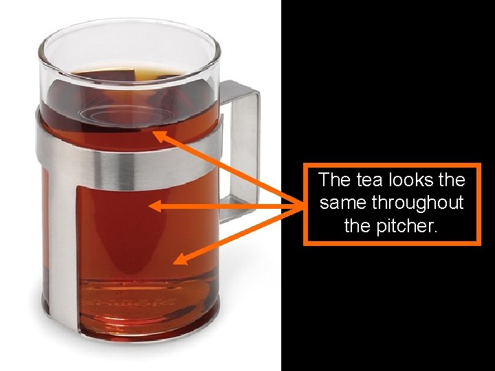 The tea looks the same throughout the pitcher. 
