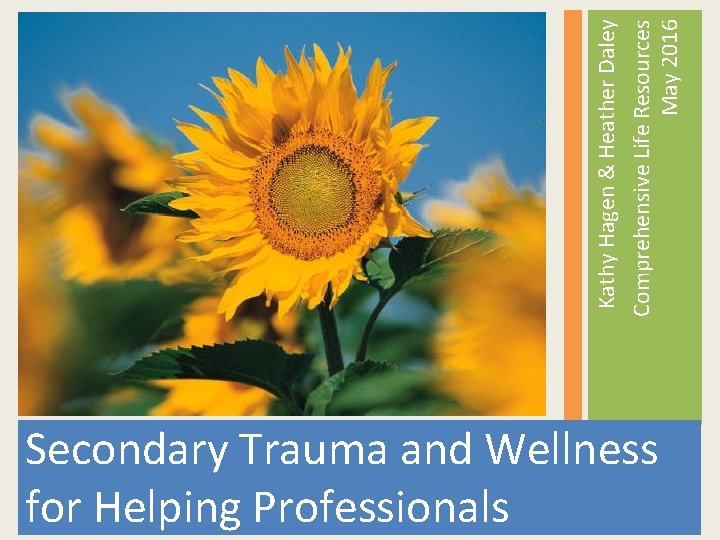 Secondary Trauma and Wellness for Helping Professionals Kathy Hagen & Heather Daley Comprehensive Life