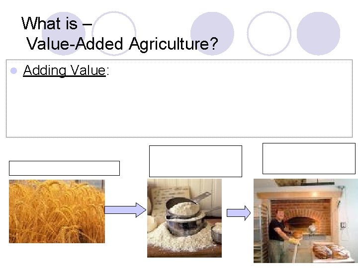 What is – Value-Added Agriculture? l Adding Value: 