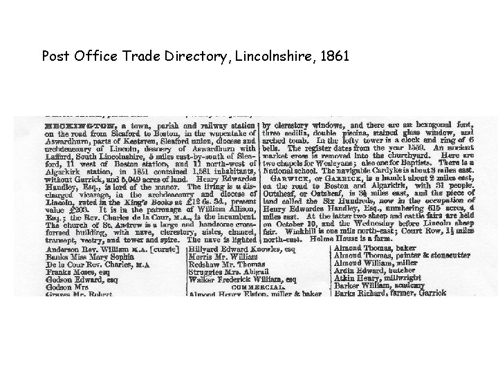 Post Office Trade Directory, Lincolnshire, 1861 