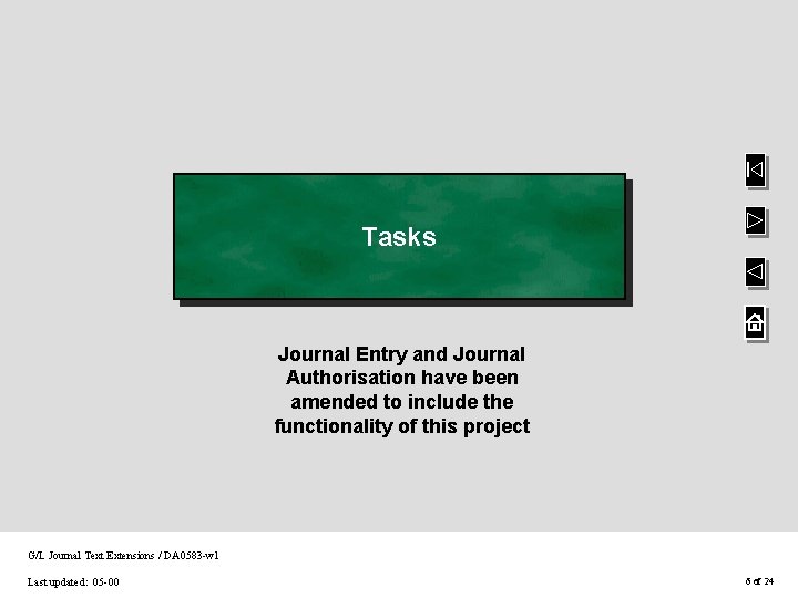Tasks Journal Entry and Journal Authorisation have been amended to include the functionality of Tasks Journal Entry and Journal Authorisation have been amended to include the functionality of