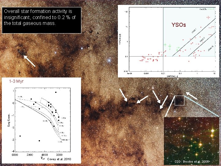 Overall star formation activity is insignificant, confined to 0. 2 % of the total