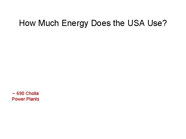 How Much Energy Does the USA Use? ~ 690 Cholla Power Plants How Much Energy Does the USA Use? ~ 690 Cholla Power Plants