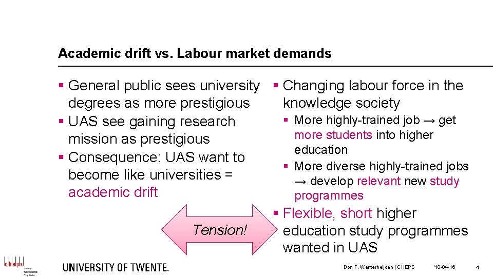 Academic drift vs. Labour market demands § General public sees university § Changing labour