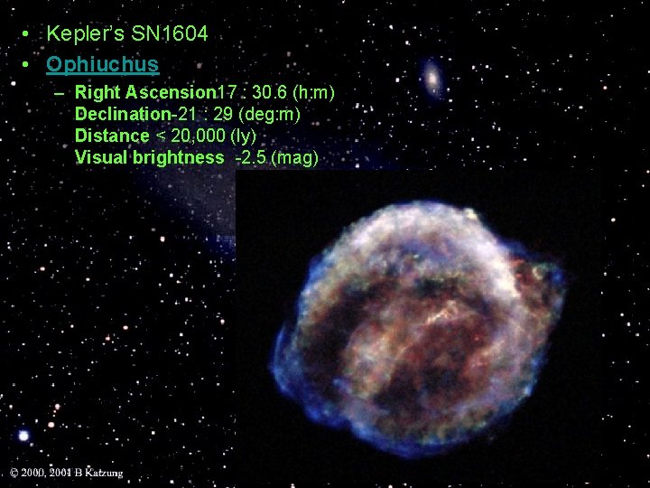  • Kepler’s SN 1604 • Ophiuchus – Right Ascension 17 : 30. 6