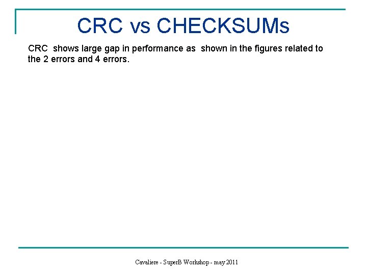 CRC vs CHECKSUMs CRC shows large gap in performance as shown in the figures