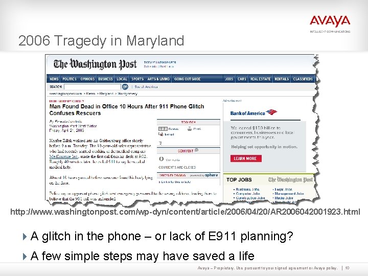 2006 Tragedy in Maryland http: //www. washingtonpost. com/wp-dyn/content/article/2006/04/20/AR 2006042001923. html 4 A glitch in