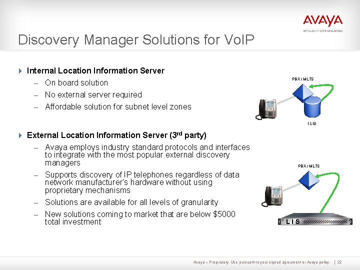 Discovery Manager Solutions for Vo. IP 4 Internal Location Information Server PBX / MLTS