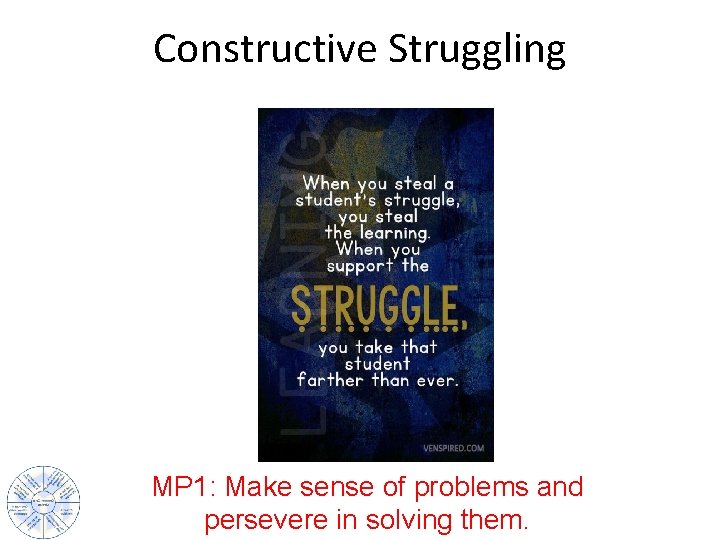 Constructive Struggling MP 1: Make sense of problems and persevere in solving them. 