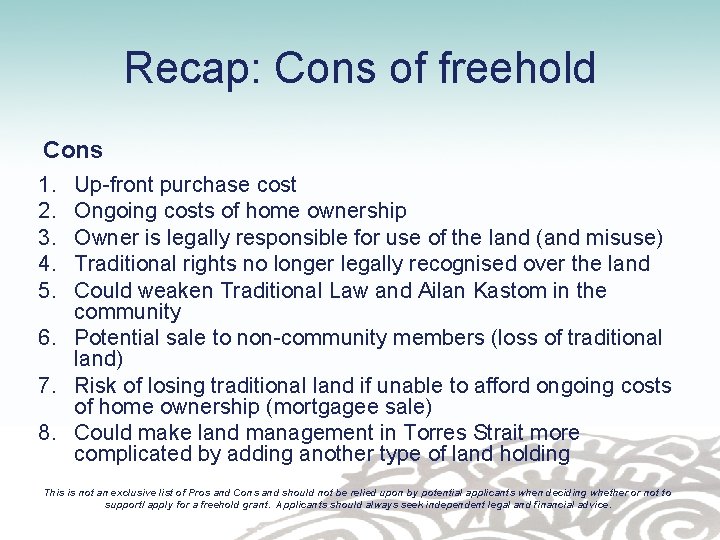Recap: Cons of freehold Cons 1. 2. 3. 4. 5. Up-front purchase cost Ongoing