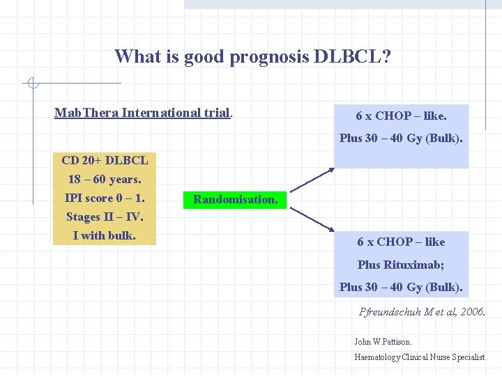 What is good prognosis DLBCL? Mab. Thera International trial. 6 x CHOP – like.