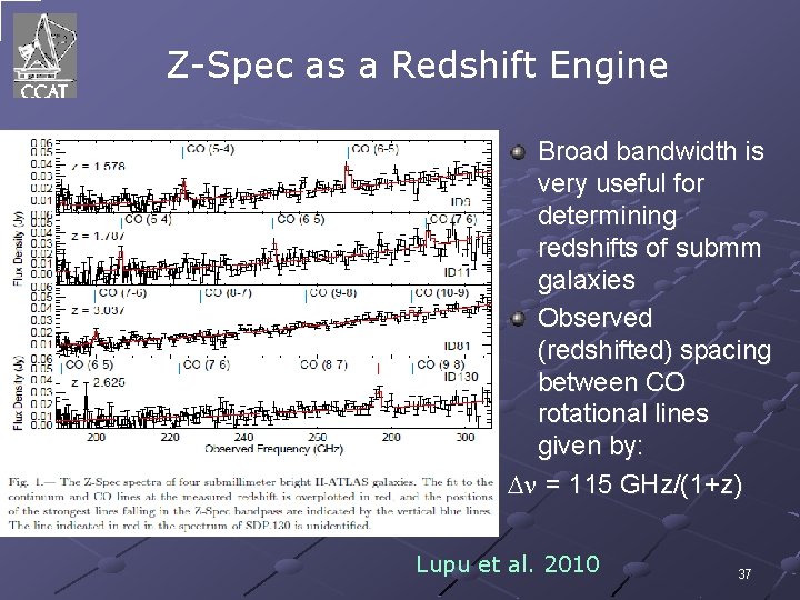 Z-Spec as a Redshift Engine Broad bandwidth is very useful for determining redshifts of