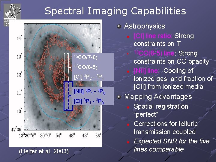 Spectral Imaging Capabilities Astrophysics n 12 CO(7 -6) 13 CO(6 -5) [CI] 3 P