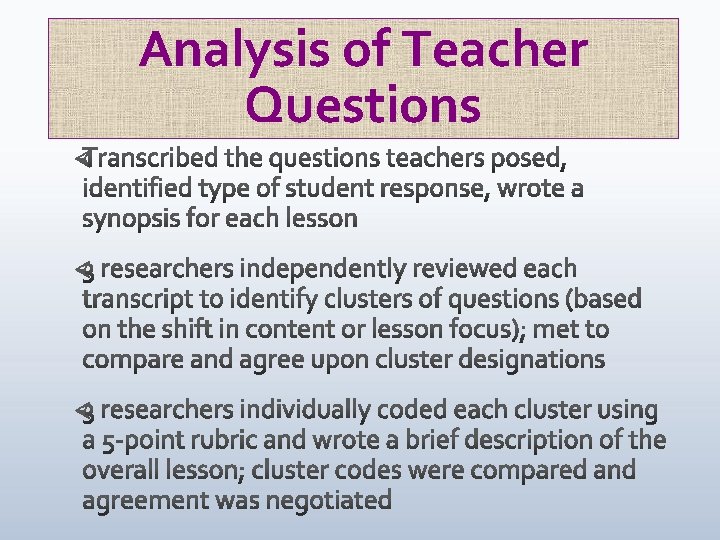 Analysis of Teacher Questions 