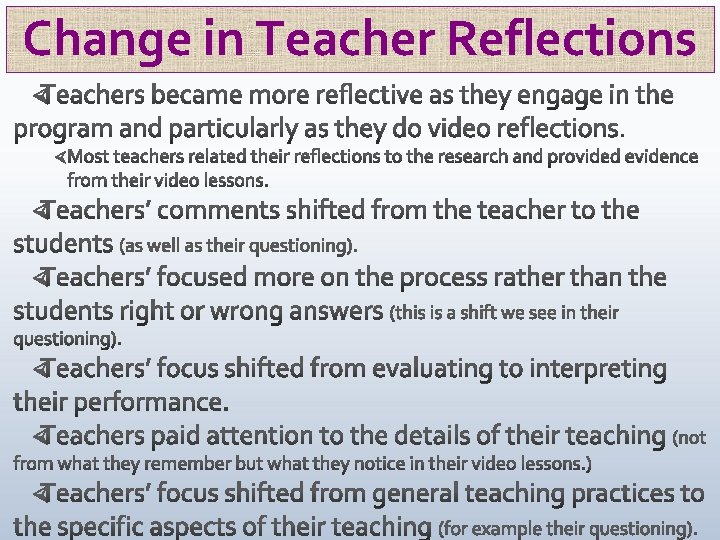 Change in Teacher Reflections 