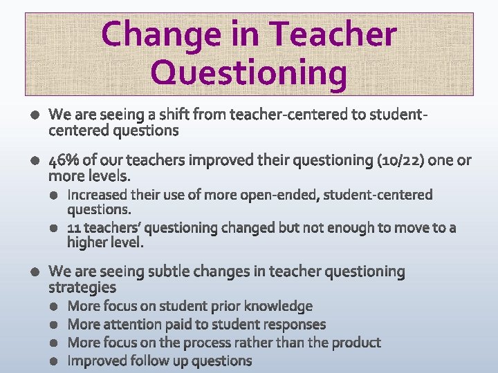 Change in Teacher Questioning 