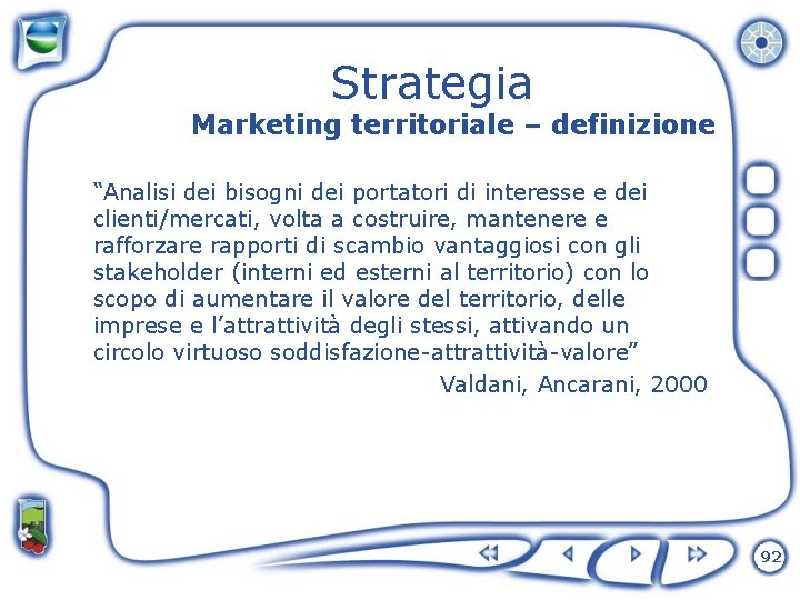 Strategia Marketing territoriale – definizione “Analisi dei bisogni dei portatori di interesse e dei