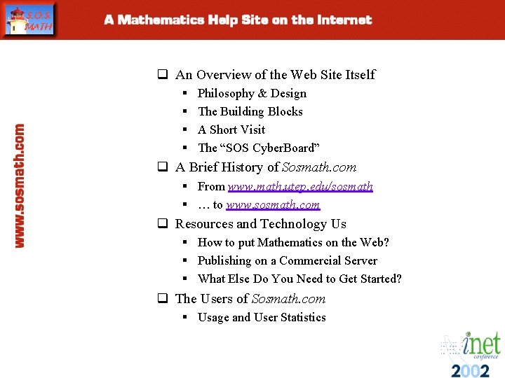 q An Overview of the Web Site Itself Contents § § Philosophy & Design q An Overview of the Web Site Itself Contents § § Philosophy & Design