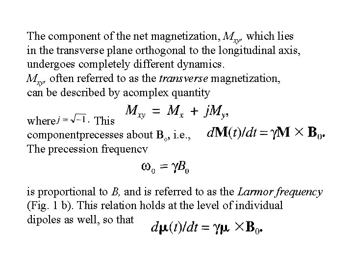 The component of the net magnetization, Mxy, which lies in the transverse plane orthogonal