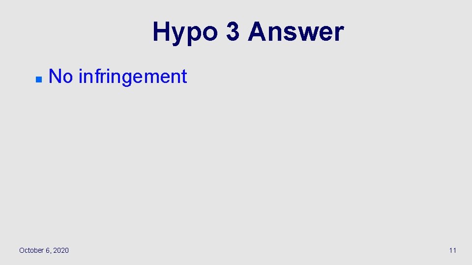 Hypo 3 Answer n No infringement October 6, 2020 11 