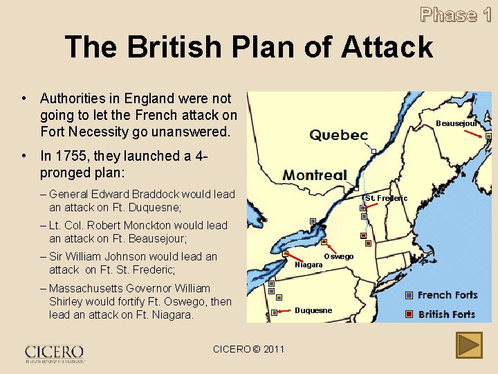 Phase 1 The British Plan of Attack • Authorities in England were not going