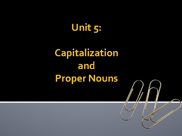 Unit 5: Capitalization and Proper Nouns 