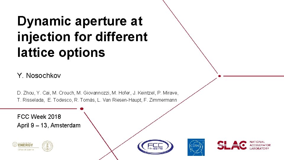 Aperture Injection Dynamic aperture at injection for different lattice options