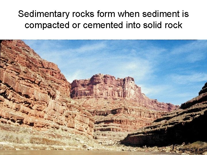 Sedimentary rocks form when sediment is compacted or cemented into solid rock Fig. 3