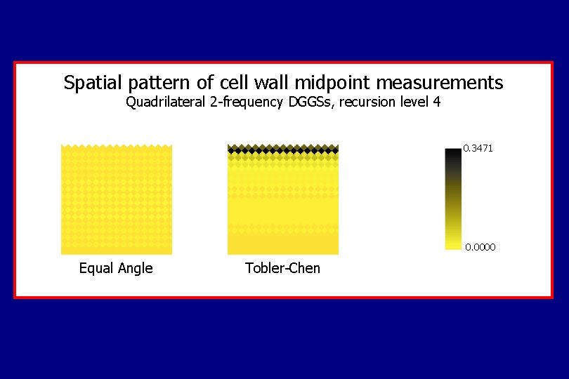 Spatial pattern of cell wall midpoint measurements Quadrilateral 2 -frequency DGGSs, recursion level 4